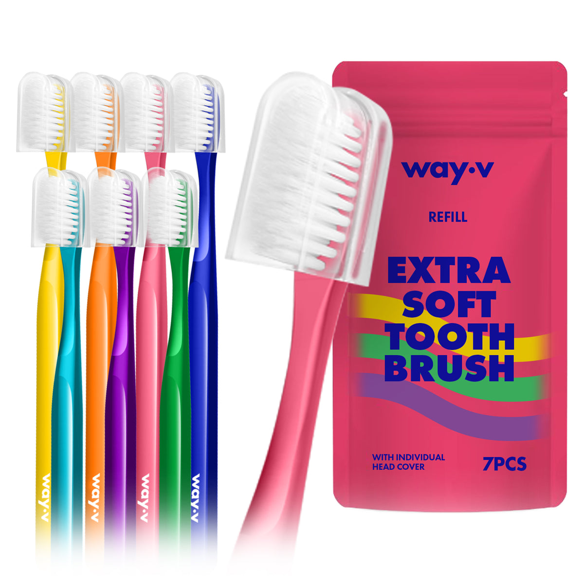 WAY.V Extra Soft Toothbrush Refill - Pink 7pcs