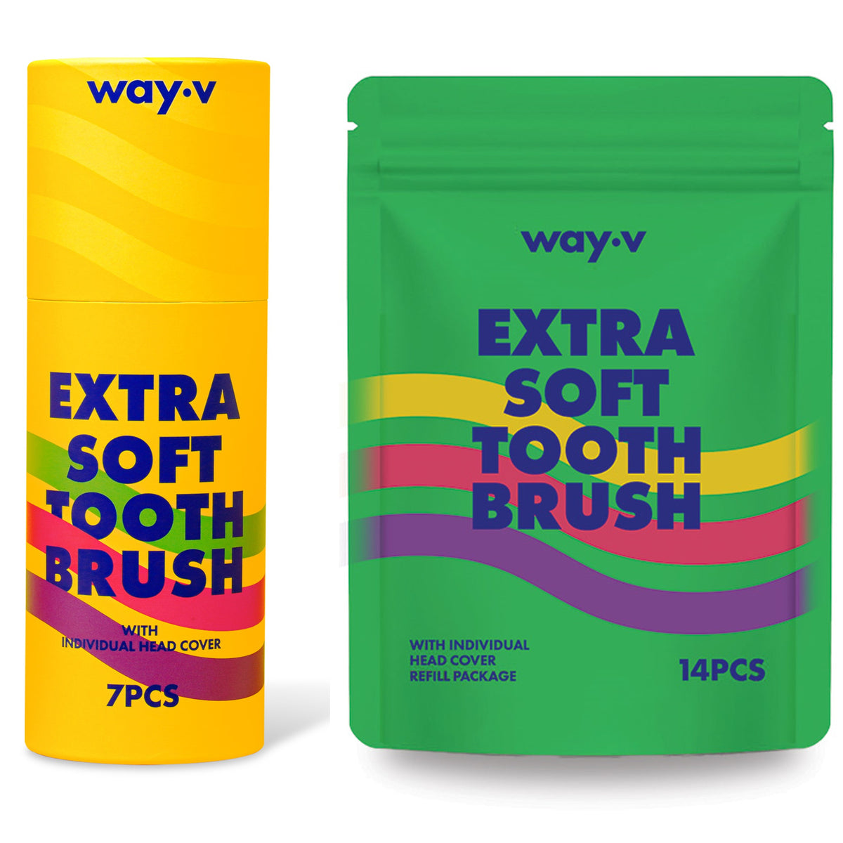 WAY.V Extra Soft Toothbrush & Refill 14pcs Combo (total 21pcs)