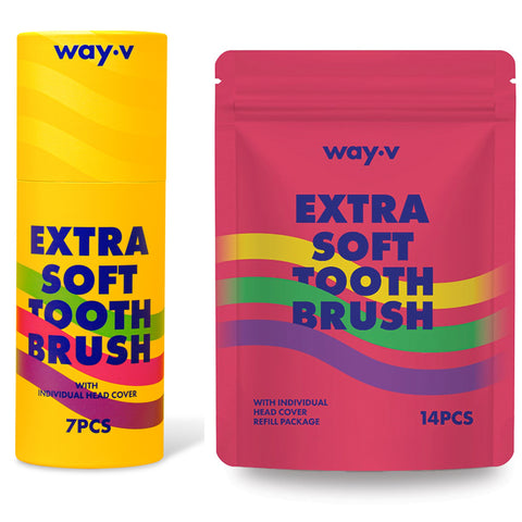 WAY.V Extra Soft Toothbrush & Refill 14pcs Combo (total 21pcs)